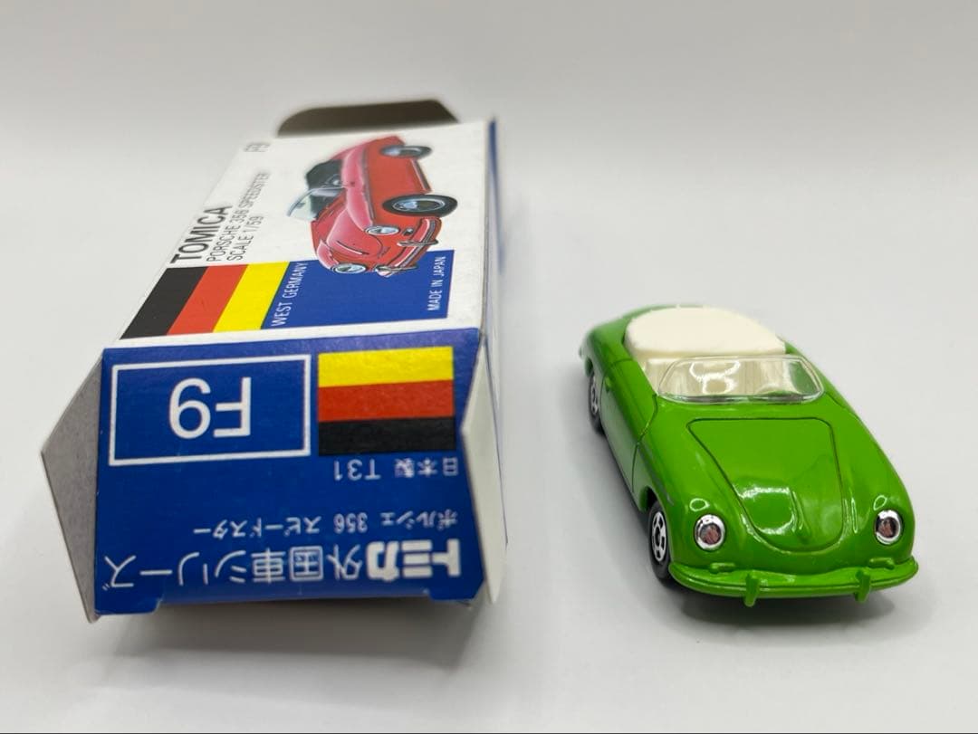 トミカ 日本製 青箱 F9 ポルシェ 356 スピードスター イケダ特注 黄緑