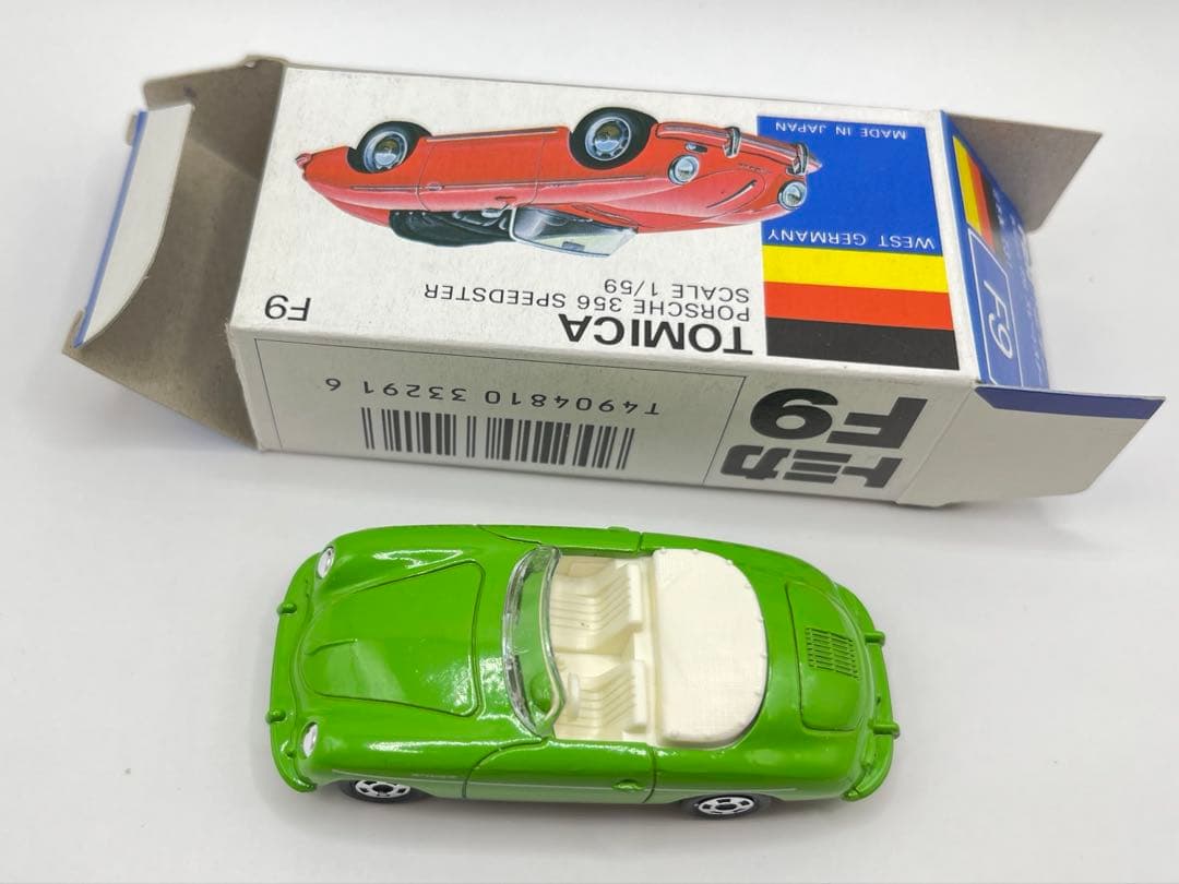 トミカ 日本製 青箱 F9 ポルシェ 356 スピードスター イケダ特注 黄緑