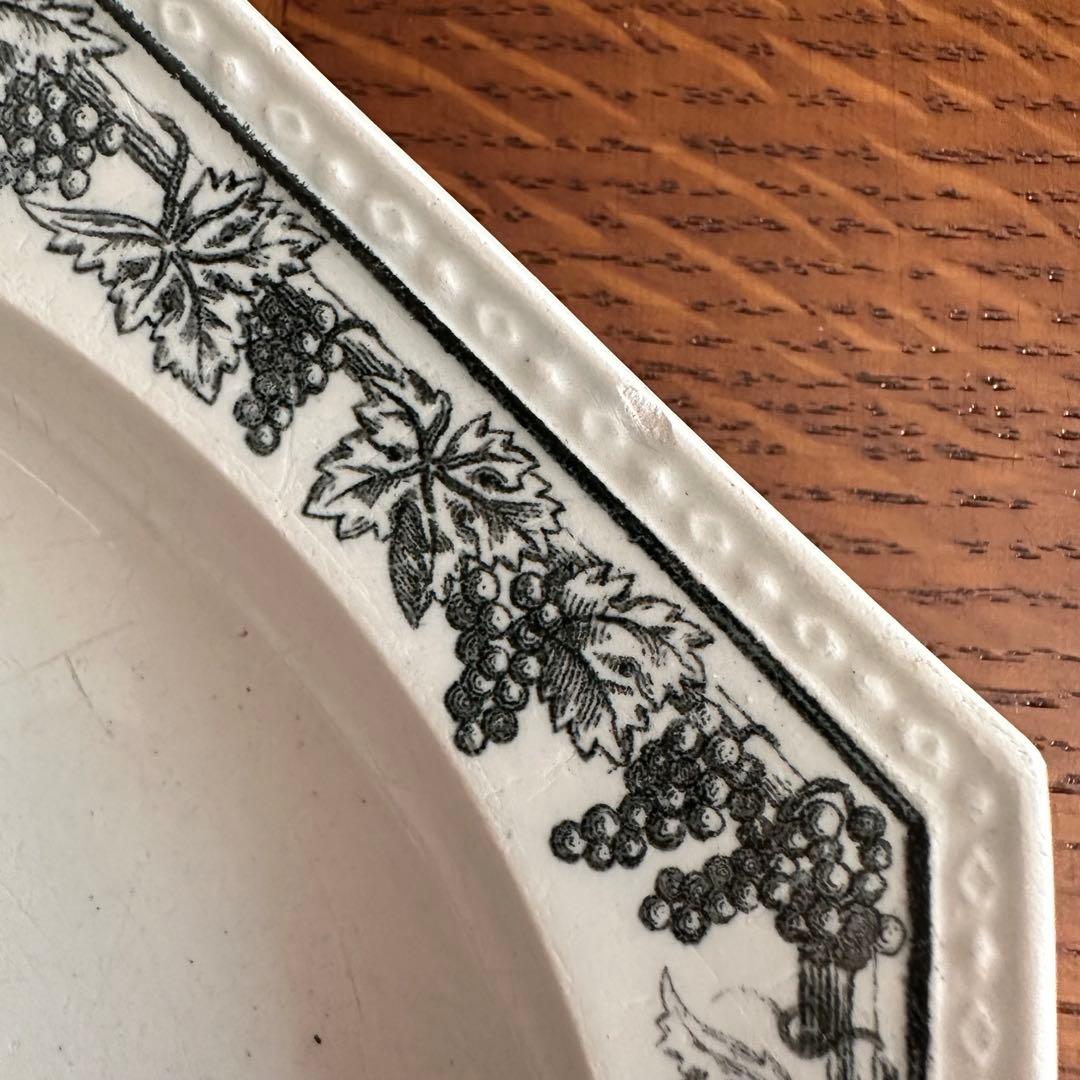 クレイユ 1800年代初期 グリザイユ オクトゴナル プレート