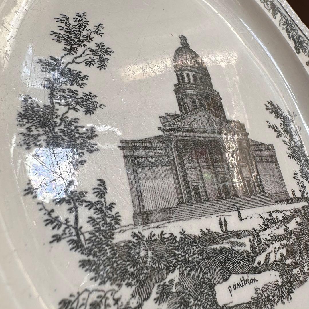 クレイユ 1800年代初期 グリザイユ オクトゴナル プレート