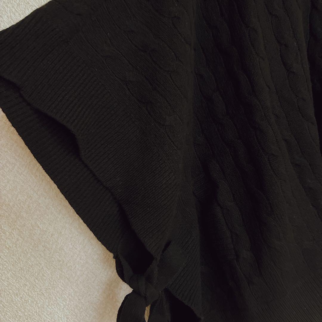 ポロラルフローレン ケーブルニット ポンチョ ケープ カシミヤ混 リボン 手洗可