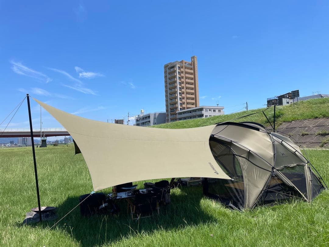 Unigear ヘキサタープ tcタープ ポリ延長ベルト付き 4.2ｍｘ4.1ｍ