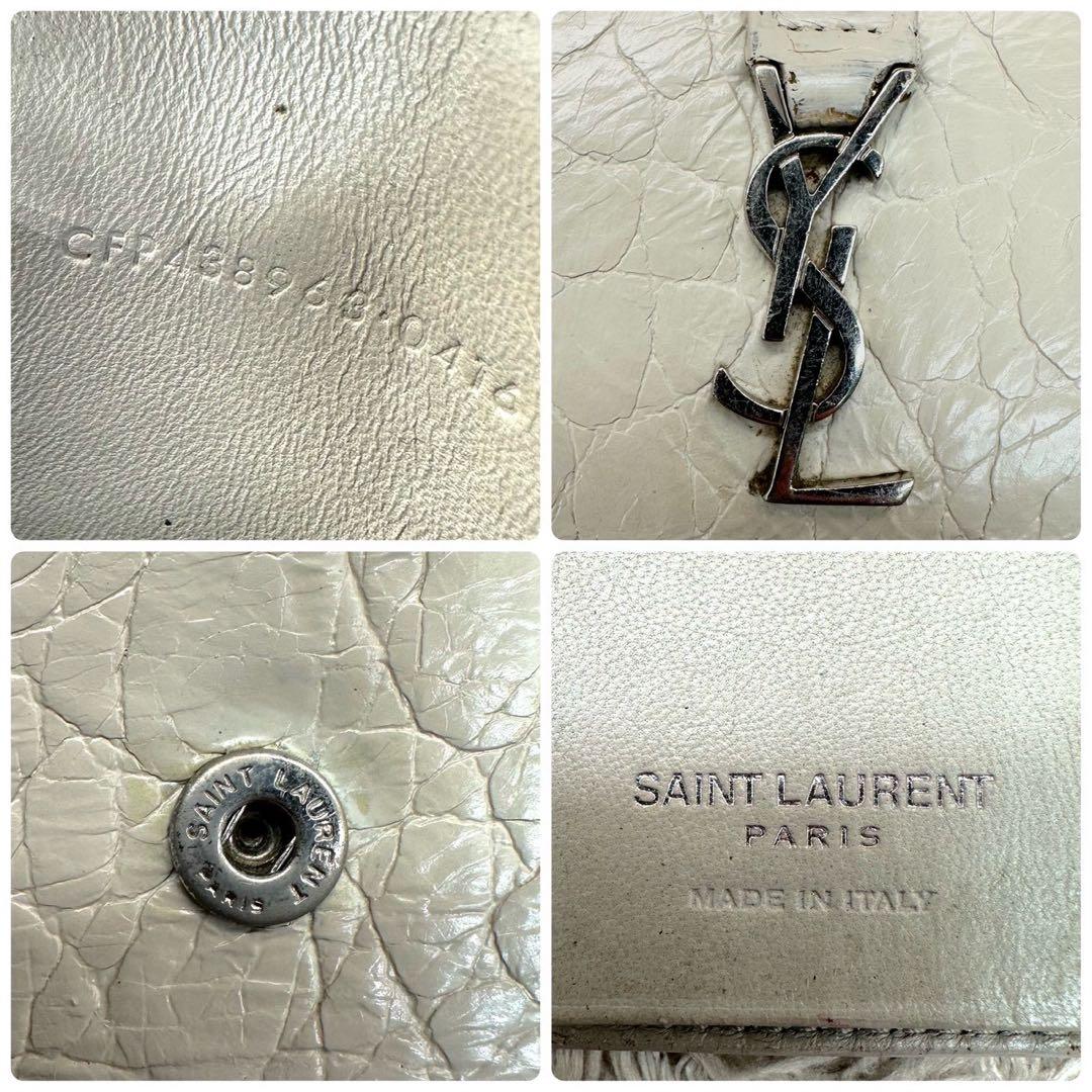 【美品】サンローラン クロコ型押し ホワイト キーケース