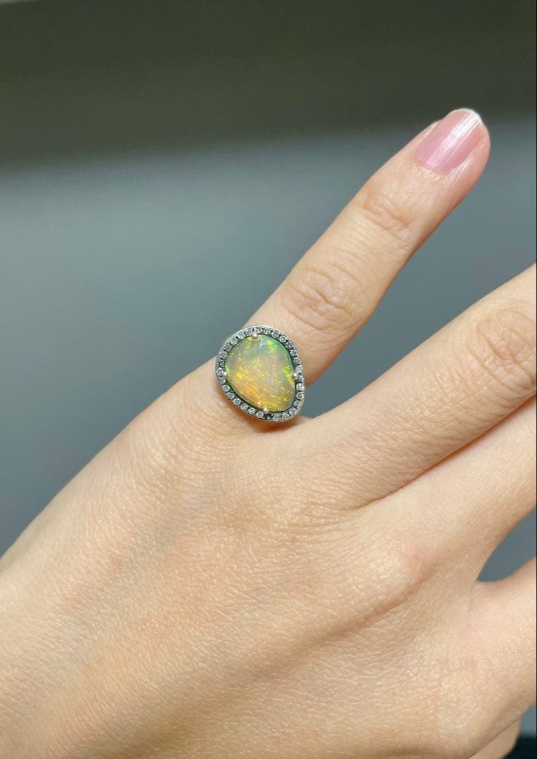 オパール ペアシェイプリング　Adlin hue 4号　アドリンヒュー