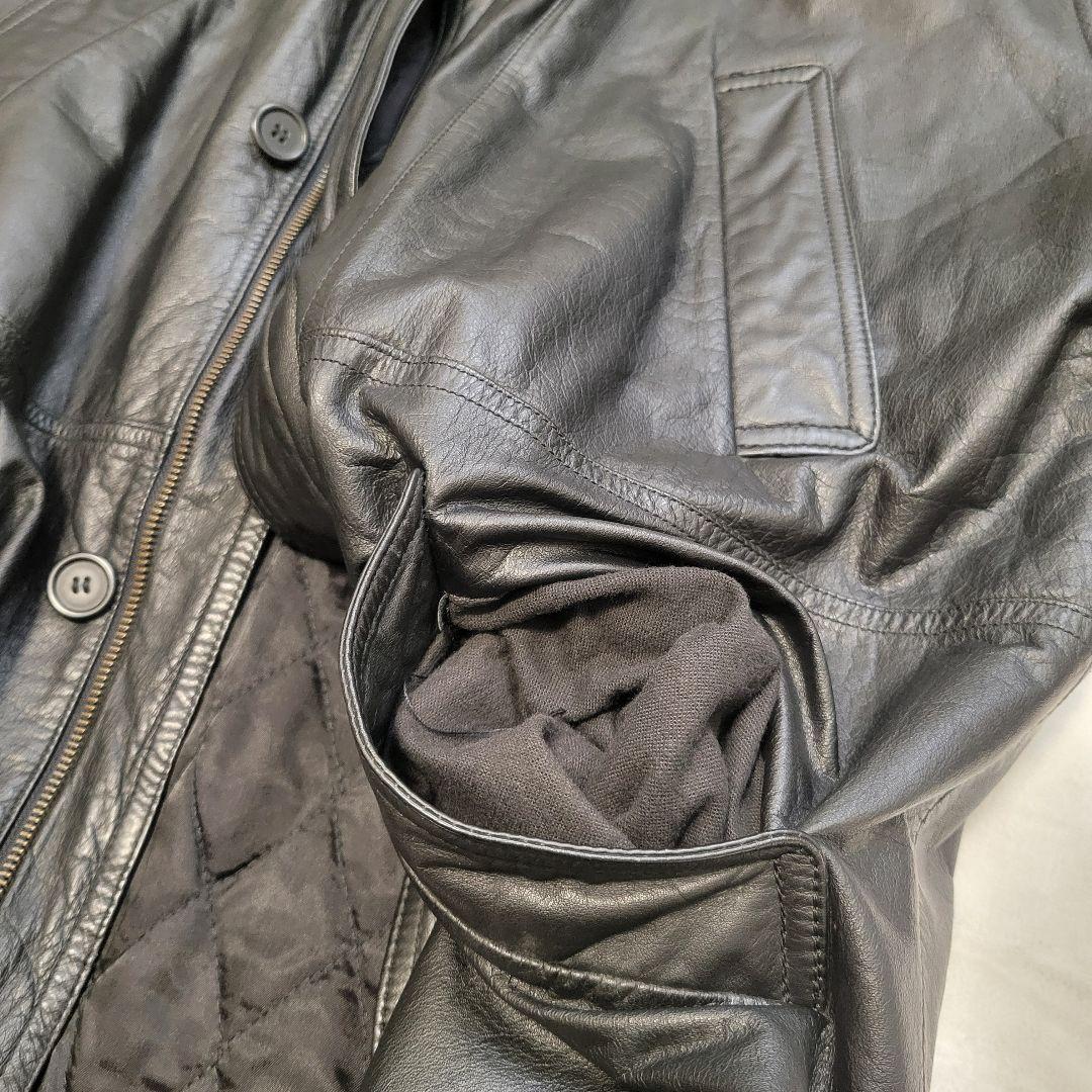 【アイボリー】古着　レザージャケット　カーコート