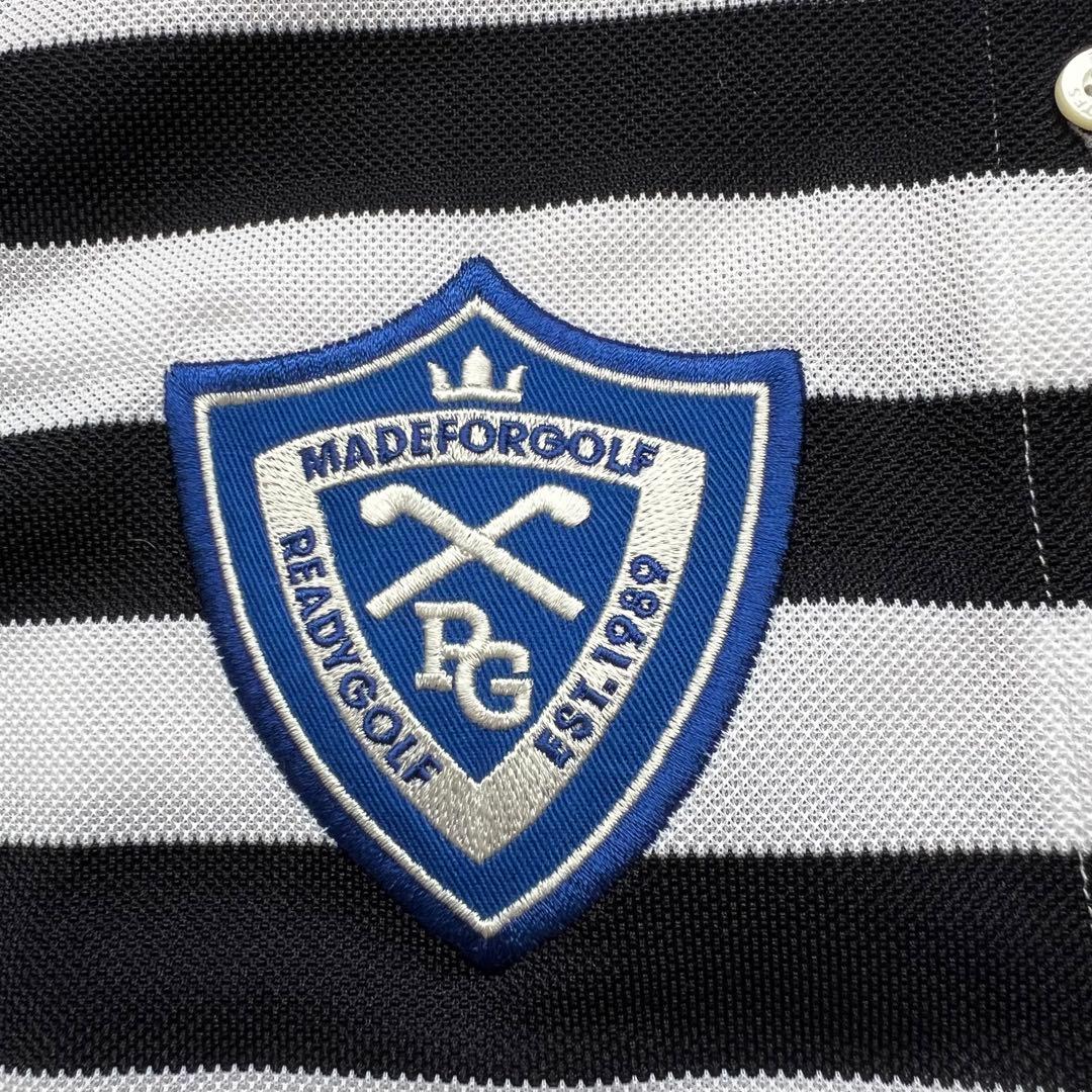 日本製⭐️新品パーリーゲイツ 速乾メッシュボーダーポロシャツ⭐️ビッグロゴ付き