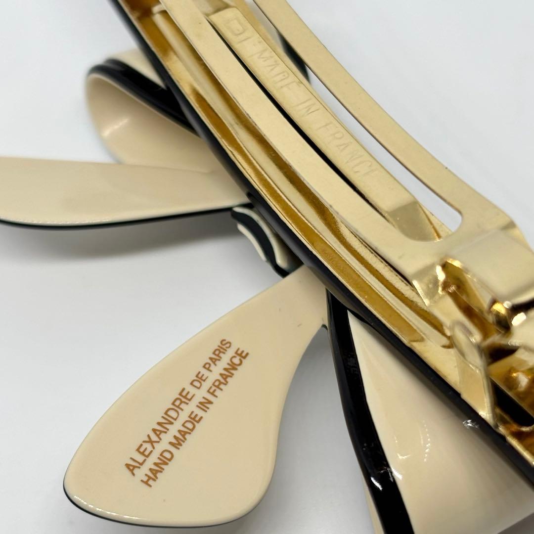 【極美品】【アレクサンドルドゥパリ】リボン バレッタ 髪留め バイカラー