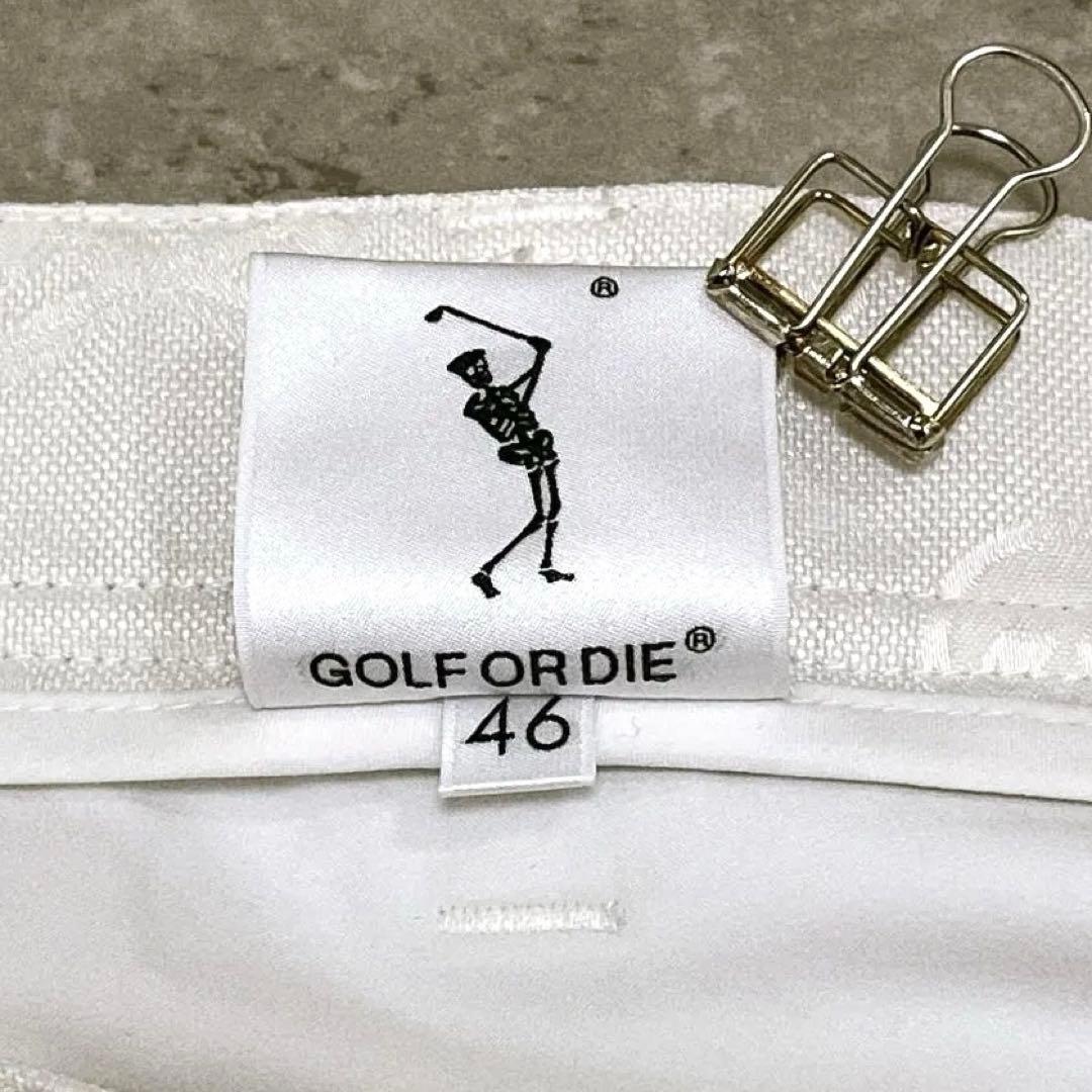 MARK&LONA スカル 総柄 刺繡 シルバーパッチ ゴルフ 白 46