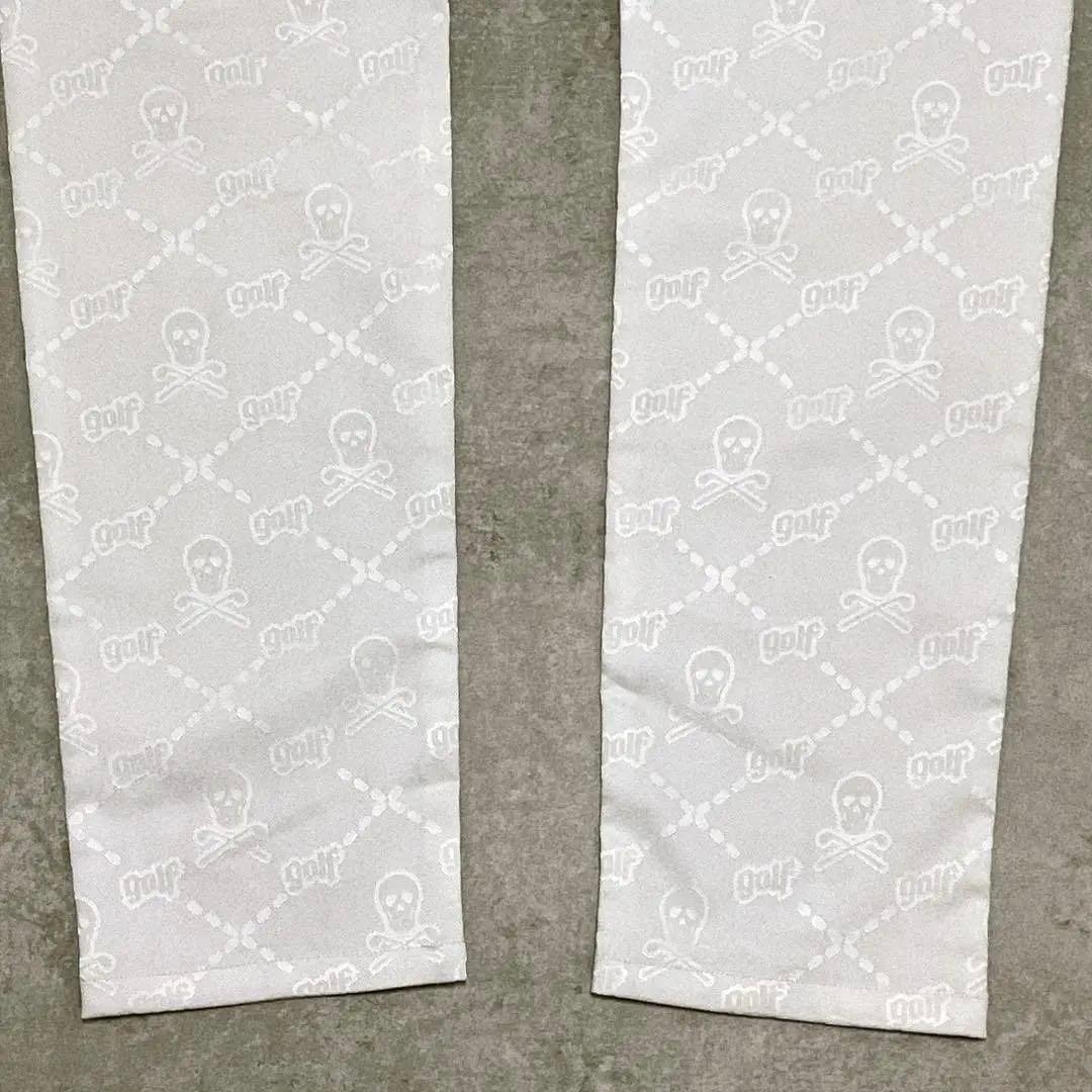 MARK&LONA スカル 総柄 刺繡 シルバーパッチ ゴルフ 白 46