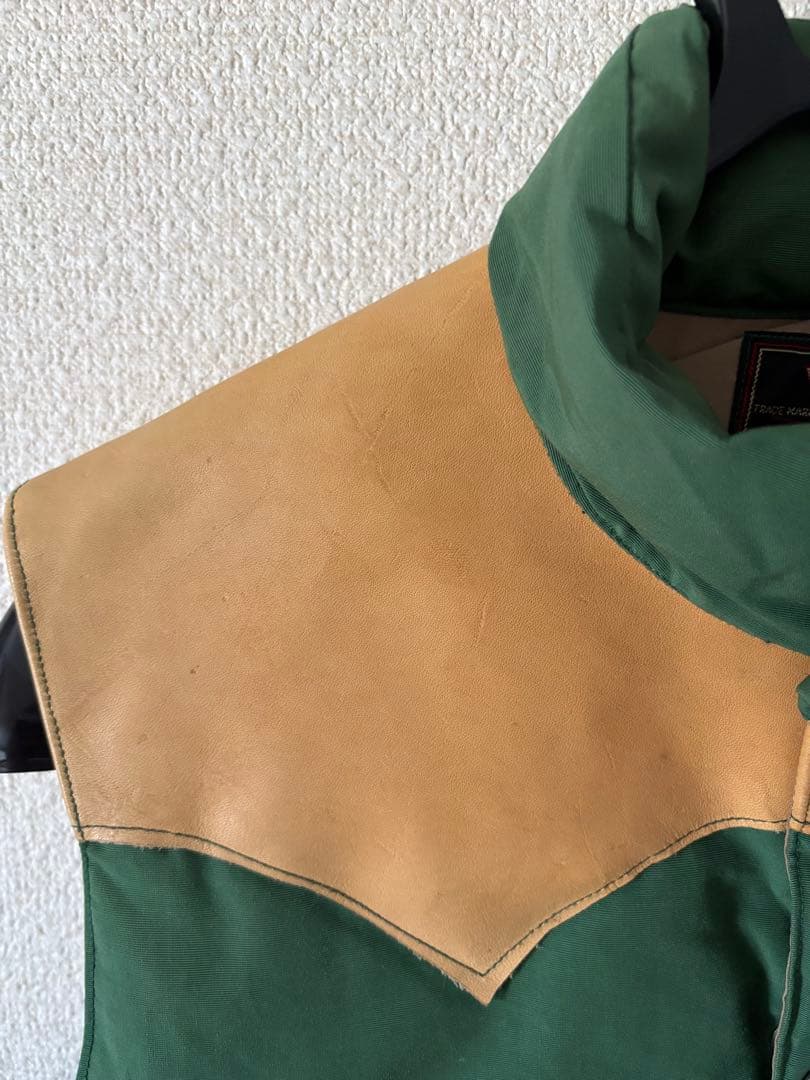 SUGAR CANE レザーヨーク ダウンベスト グリーン M