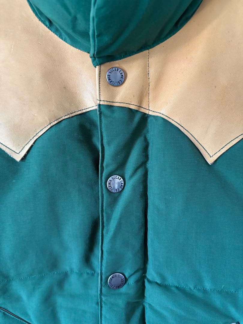 SUGAR CANE レザーヨーク ダウンベスト グリーン M