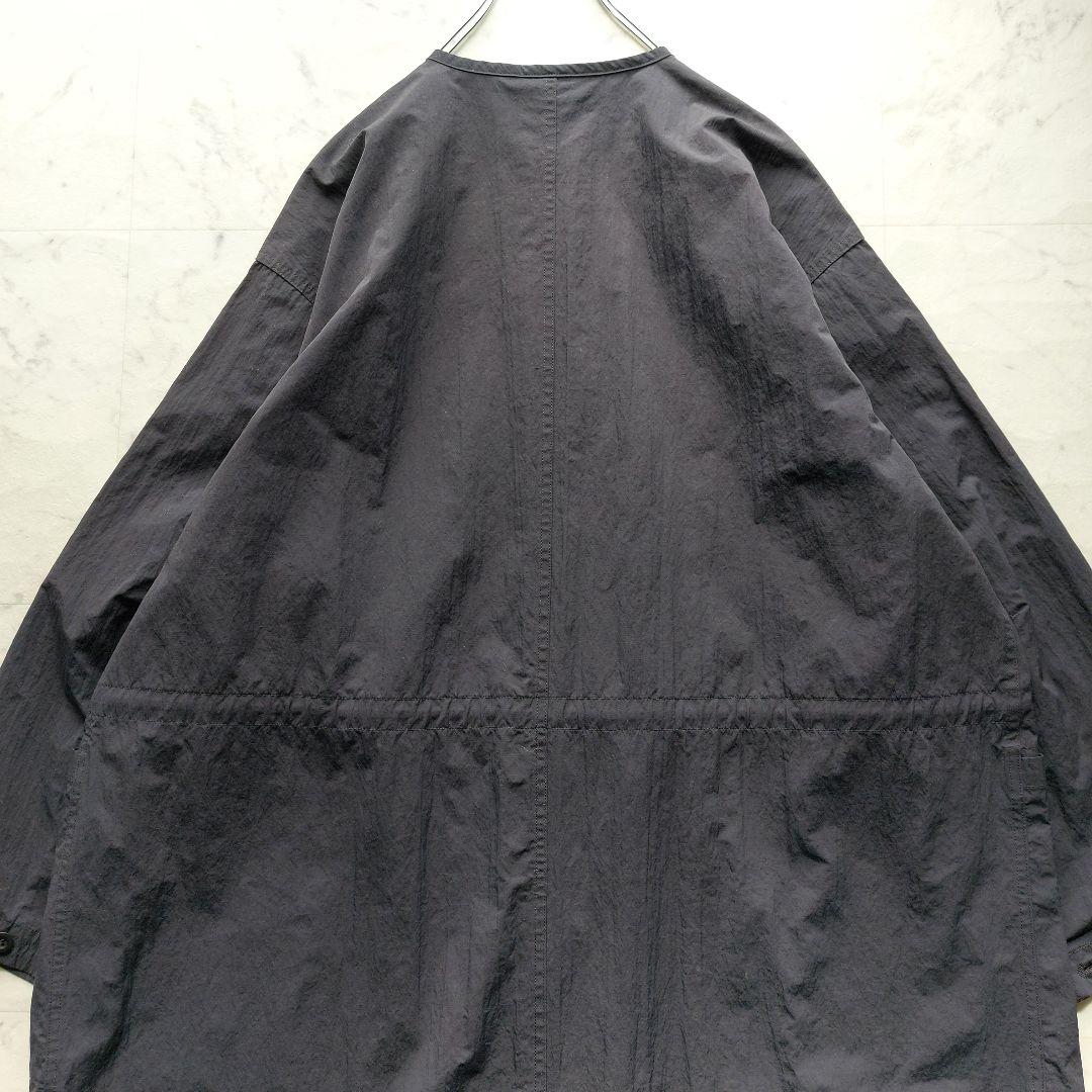 未使用級 オアスロウ orslow ノーカラー ナイロンオーバーコート 2 黒