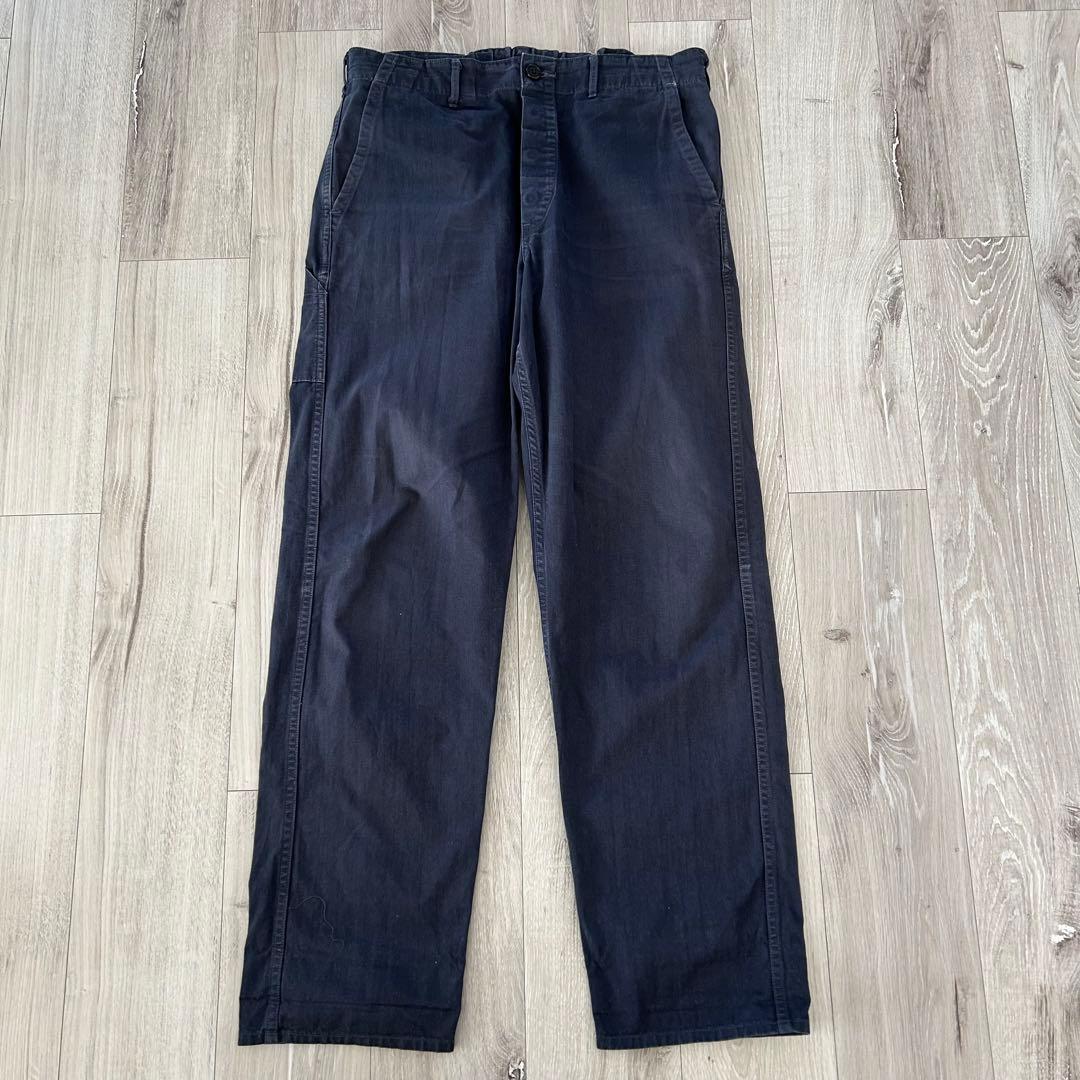 orSlow オアスロウ フレンチワークパンツ ネイビー XL ヘリンボーン