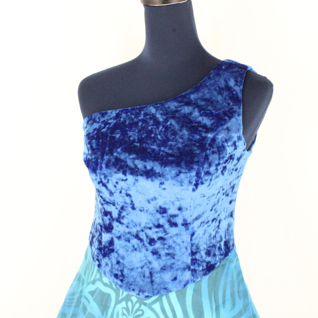 【フラダンス用衣装 美品 日本製】ベロア×オーガンジー ドレス ワンショルダー