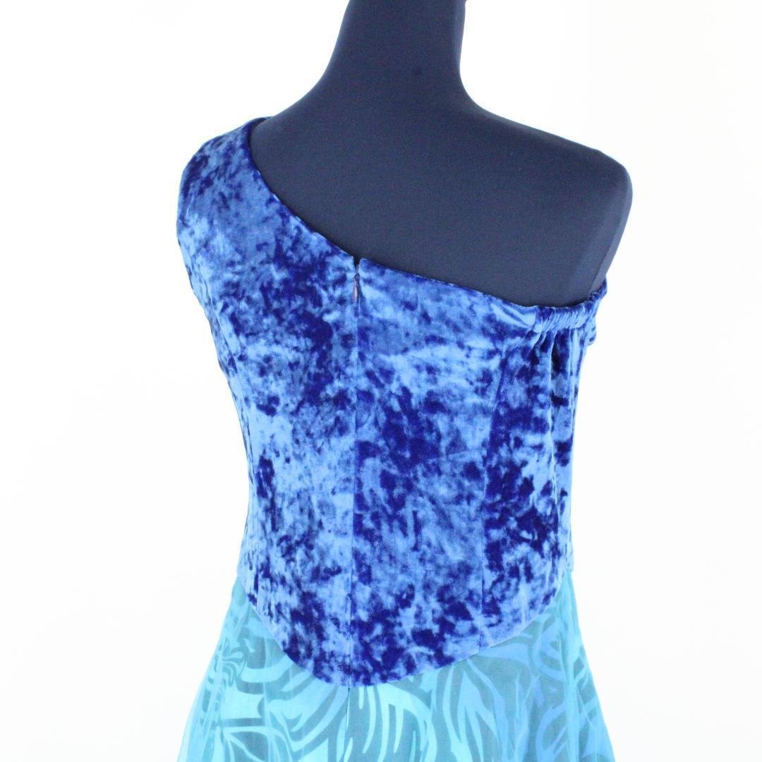 【フラダンス用衣装 美品 日本製】ベロア×オーガンジー ドレス ワンショルダー