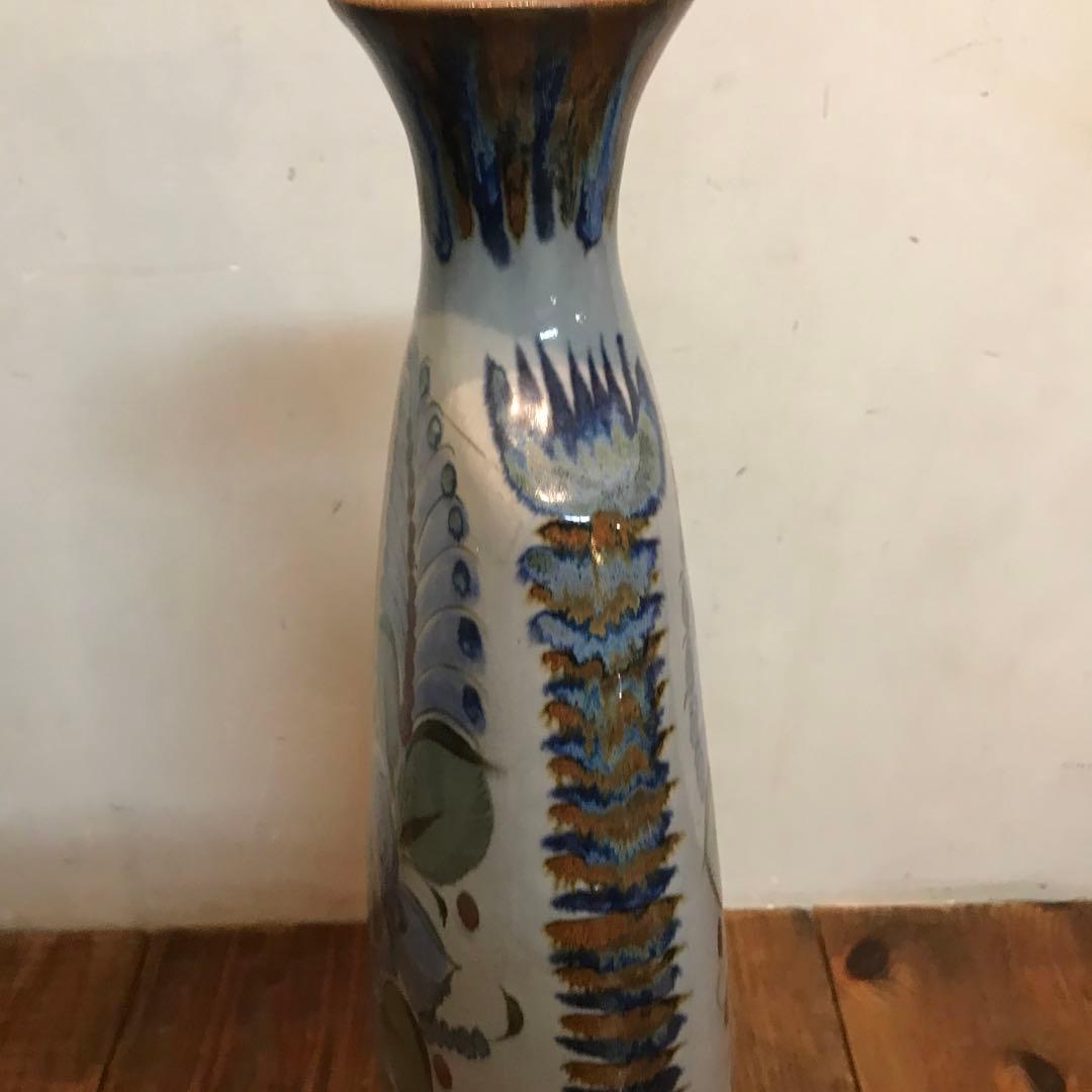 美品　メキシコ　トナラ焼　エルパロマール　焼物　花瓶　丁寧に描かれた　飾り花瓶