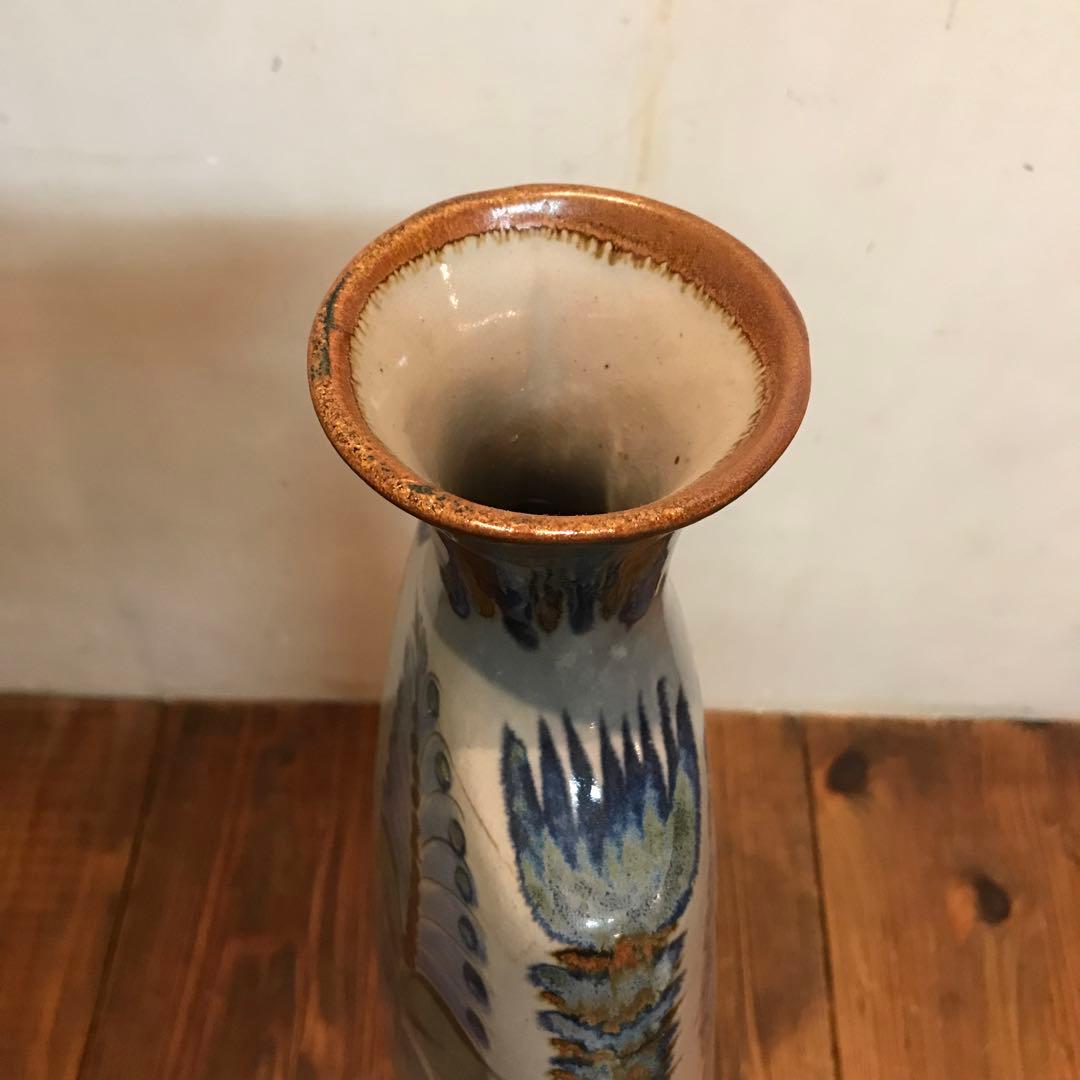 美品　メキシコ　トナラ焼　エルパロマール　焼物　花瓶　丁寧に描かれた　飾り花瓶