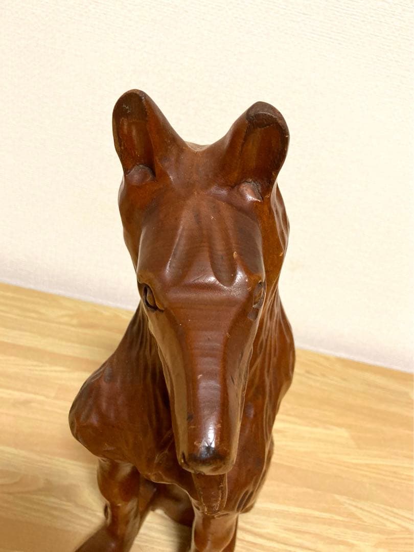 大型犬　シェパード風　木製　置物　リアル