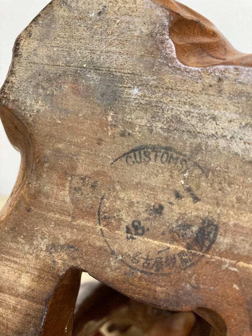 大型犬　シェパード風　木製　置物　リアル