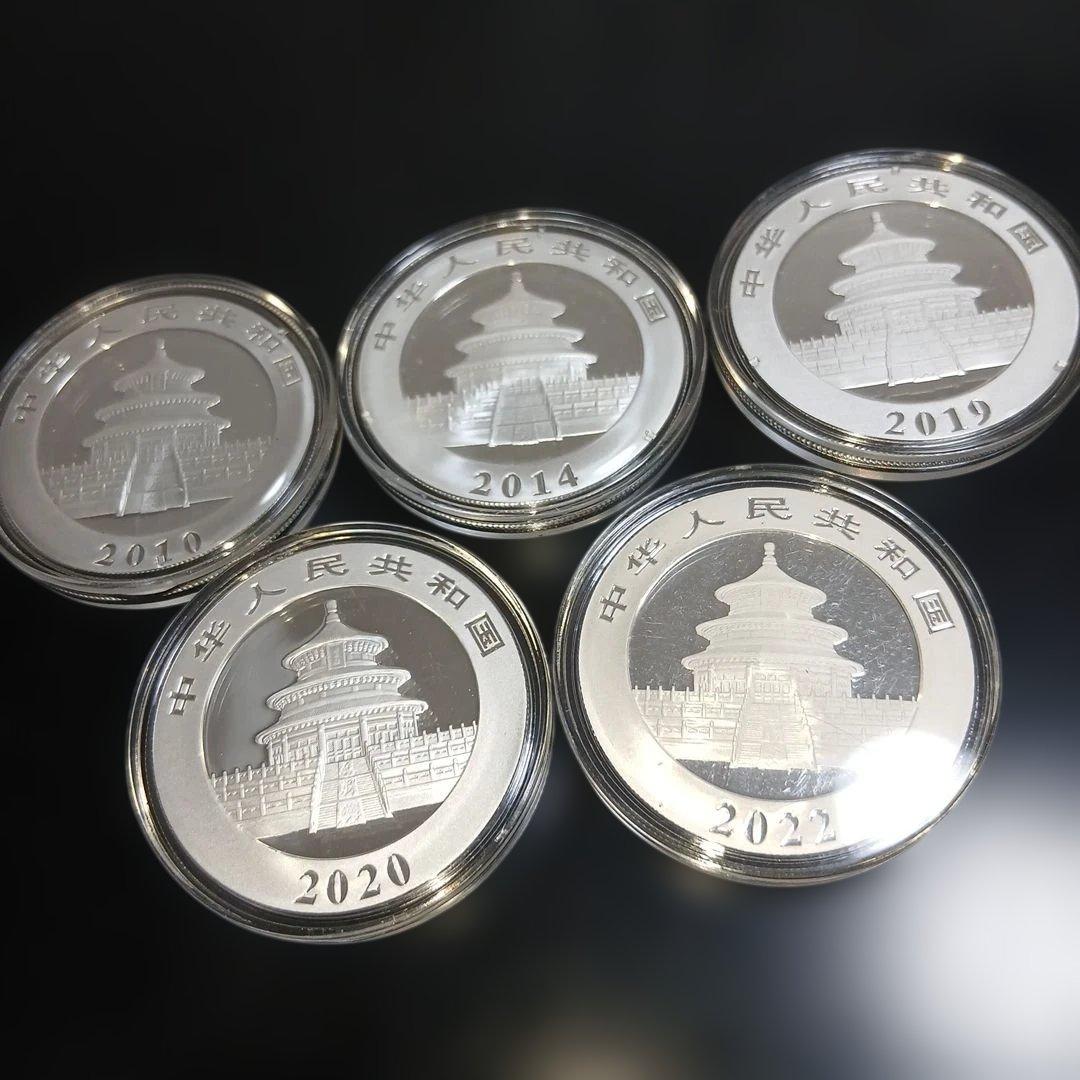 o*u様 300円スタートパンダ銀貨 ５枚セット　Ag999