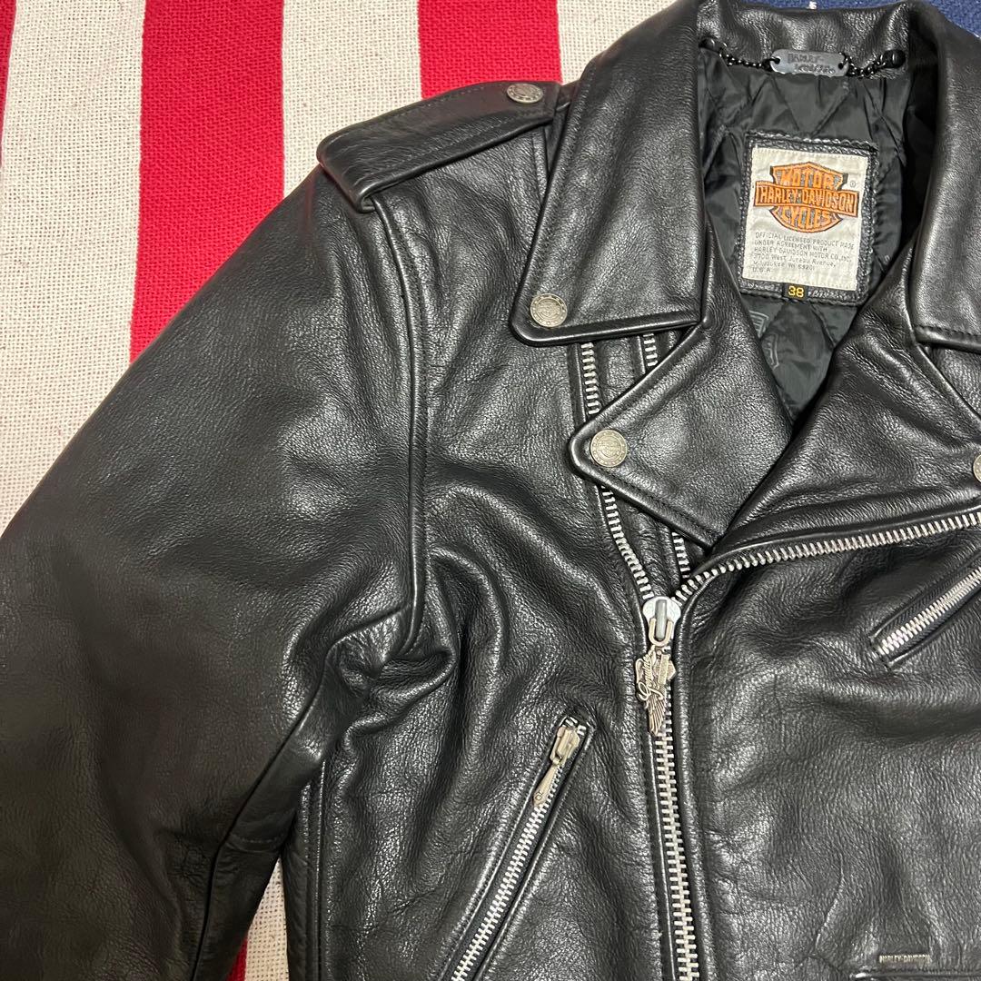 ヴィンテージ オリジナルハーレーダビッドソン レザーＷライダースジャケット 本革