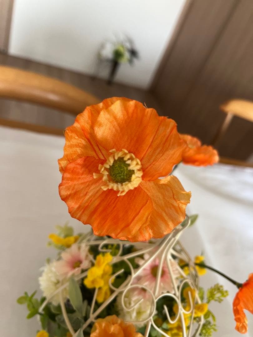 ハンドメイドアーティフィシャルフラワー　スプリングミモザポピー鳥籠34