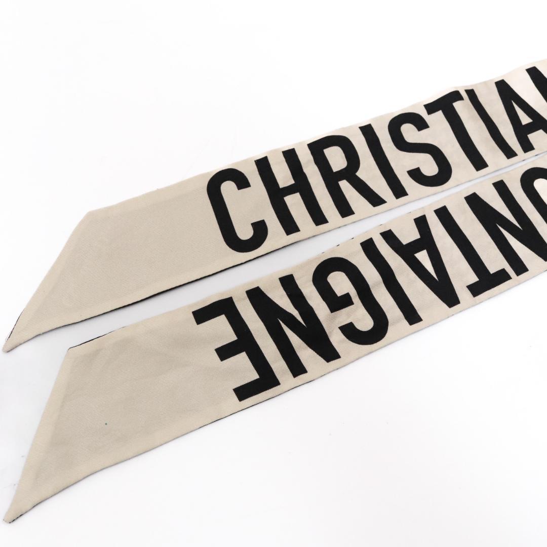 DIOR ディオール ミッツァ スカーフ　シルクツイル 　千鳥格子　ベージュ