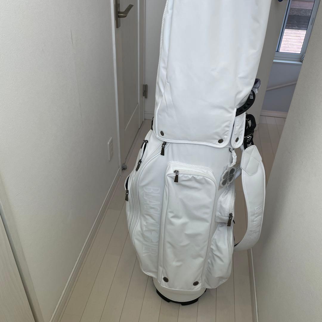 ホワイト ゴルフキャディバッグ 多機能ポケット付き