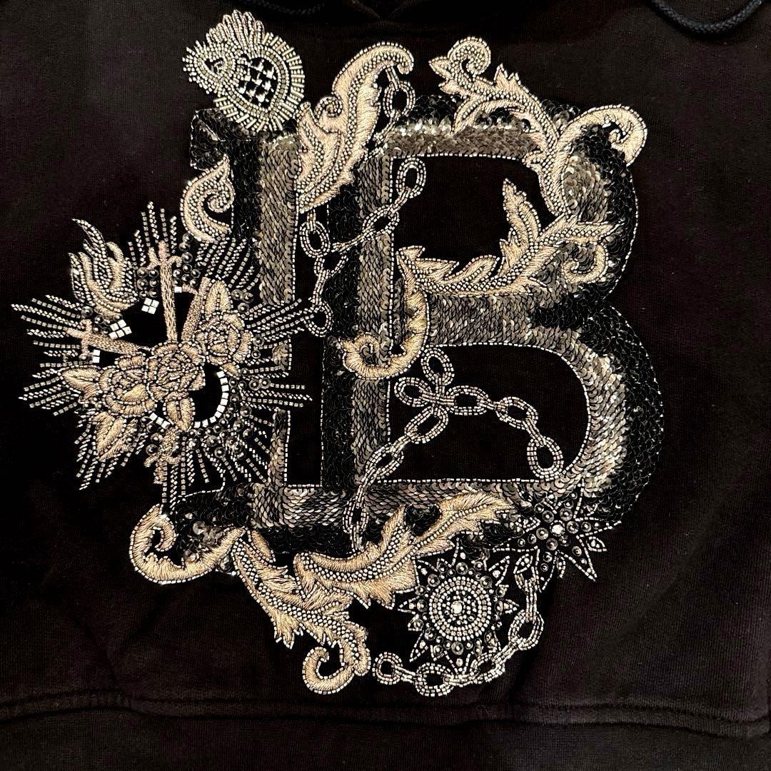 【美品】BALMIN(バルマン)ビジュー付き クロップド丈 トレーナー M