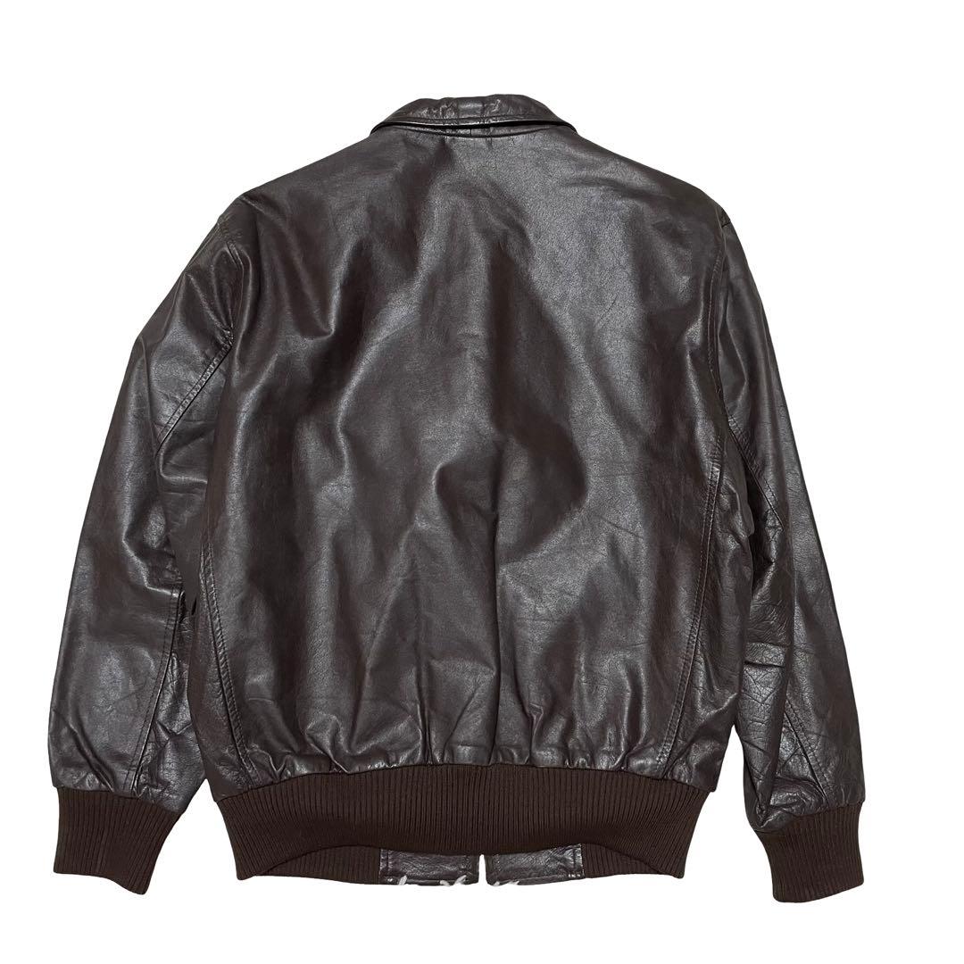 レザー　スイングトップ　レザージャケット　裏地チェック　ブラウン　牛革　メンズ