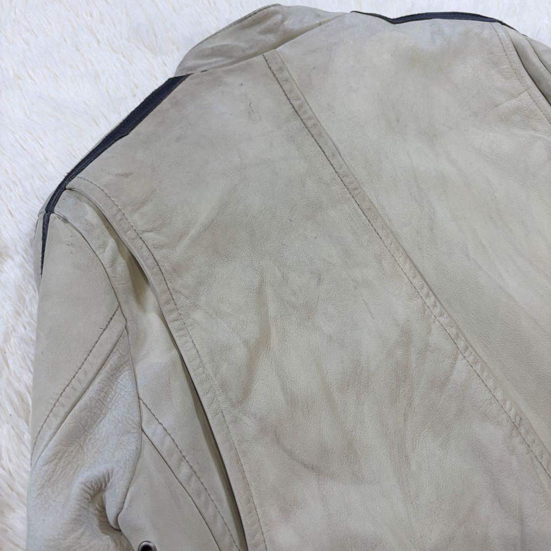 ショット クラシックレーサー シングルライダース ジャケット 牛革 ホワイト M