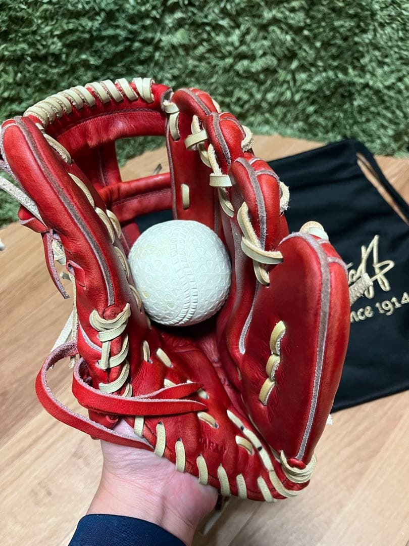 ぷ*ん様 ウィルソンスタッフ デュアル 硬式内野手用DK型 Eオレンジ×キャメル