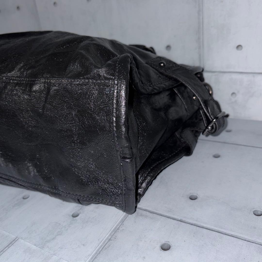 極美品 Y2K 00s ベルト スタッズ 2way トートバッグ ボストン型 黒