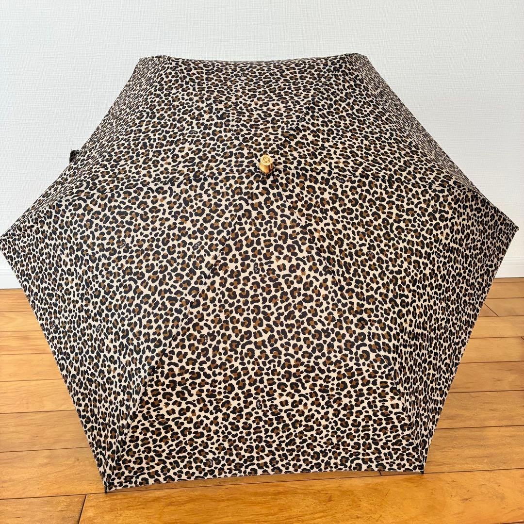 【軽量】FOLDING BAMBOO MINI レオパード 晴雨兼用傘