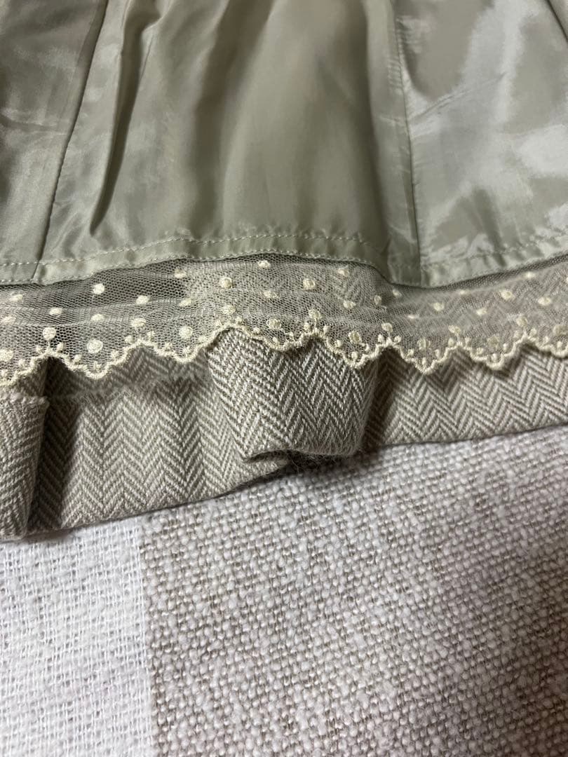 FOXEYジレ ベスト 上質ウールカシミヤ混 ヘリンボーン柄ベージュ 42