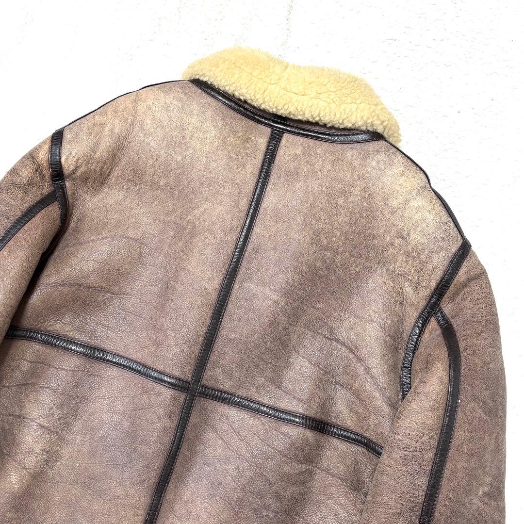 B-3 フライトジャケット ムートン M 茶 羊革 ミリタリー ボア ビンテージ