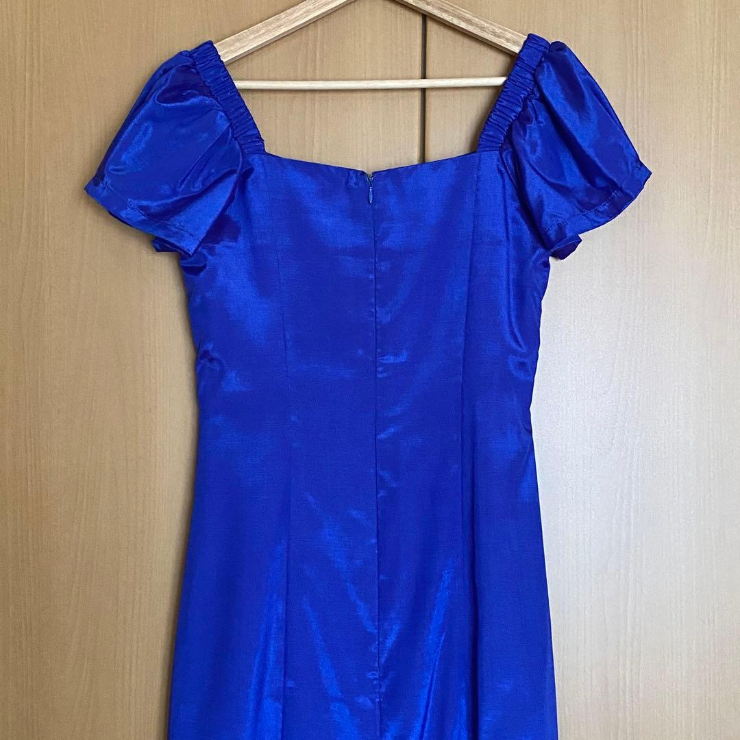 ロングドレス　ドレス　フラダンス　ブルー