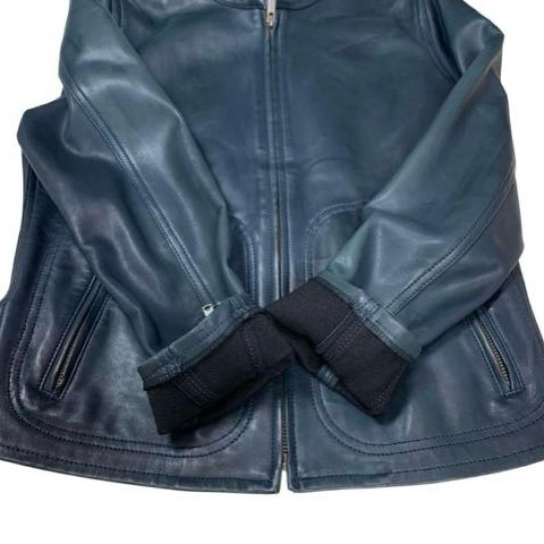 ヒステリックグラマー　レザー　ジャケット　シングル　ライダース　山羊革　ブルー