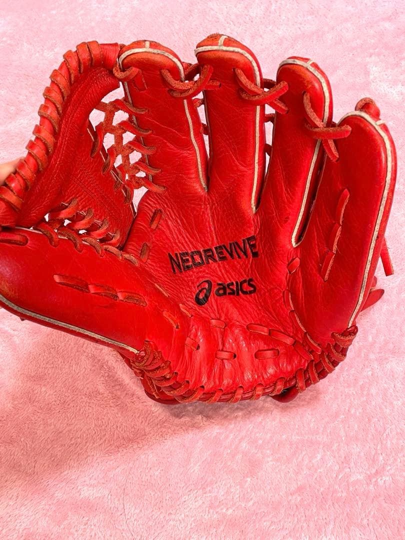 アシックス NEOREVIVE 赤 野球グローブ　外野