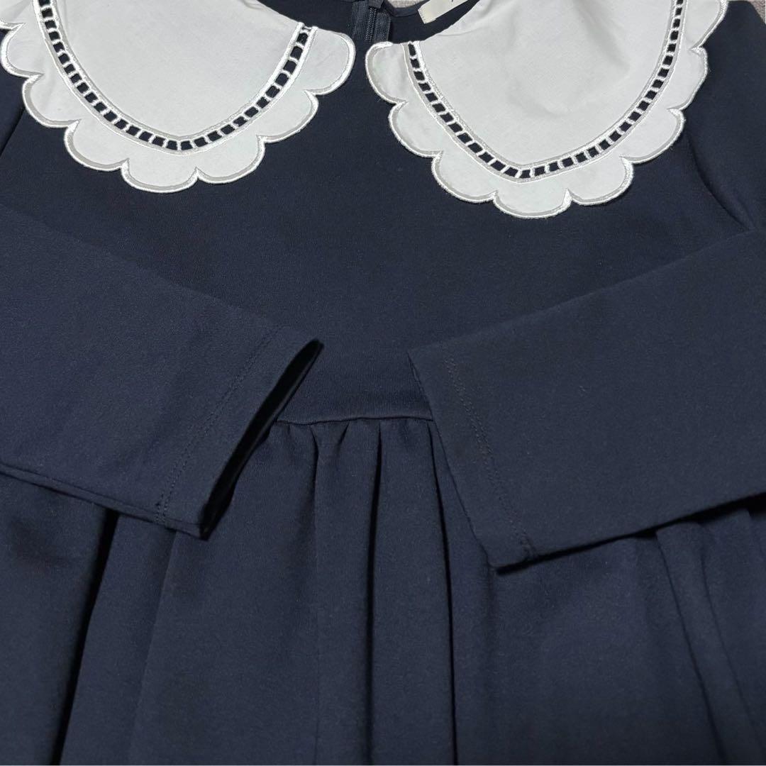 美品✨yori ヨリ スカラップカラーフレアカットブラウス 白襟 24AW