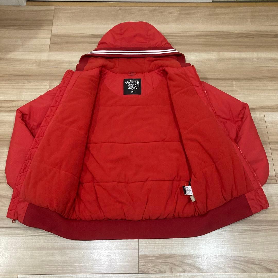STUSSY ステューシー 中綿ジャケット M レッド 裏フリース