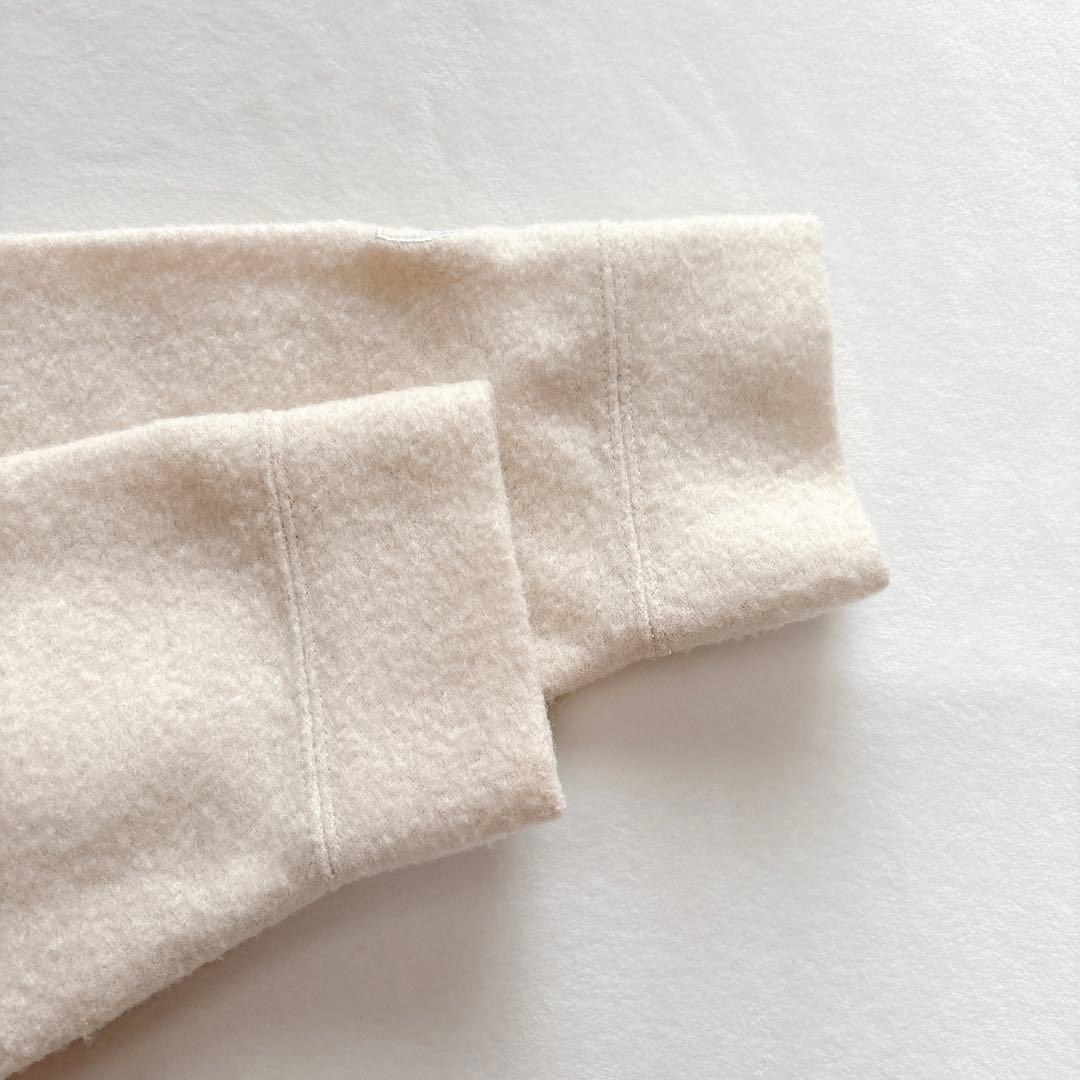 極美品☆オーシバル ウールパイル　ショート丈　フード付きパーカー アイボリー