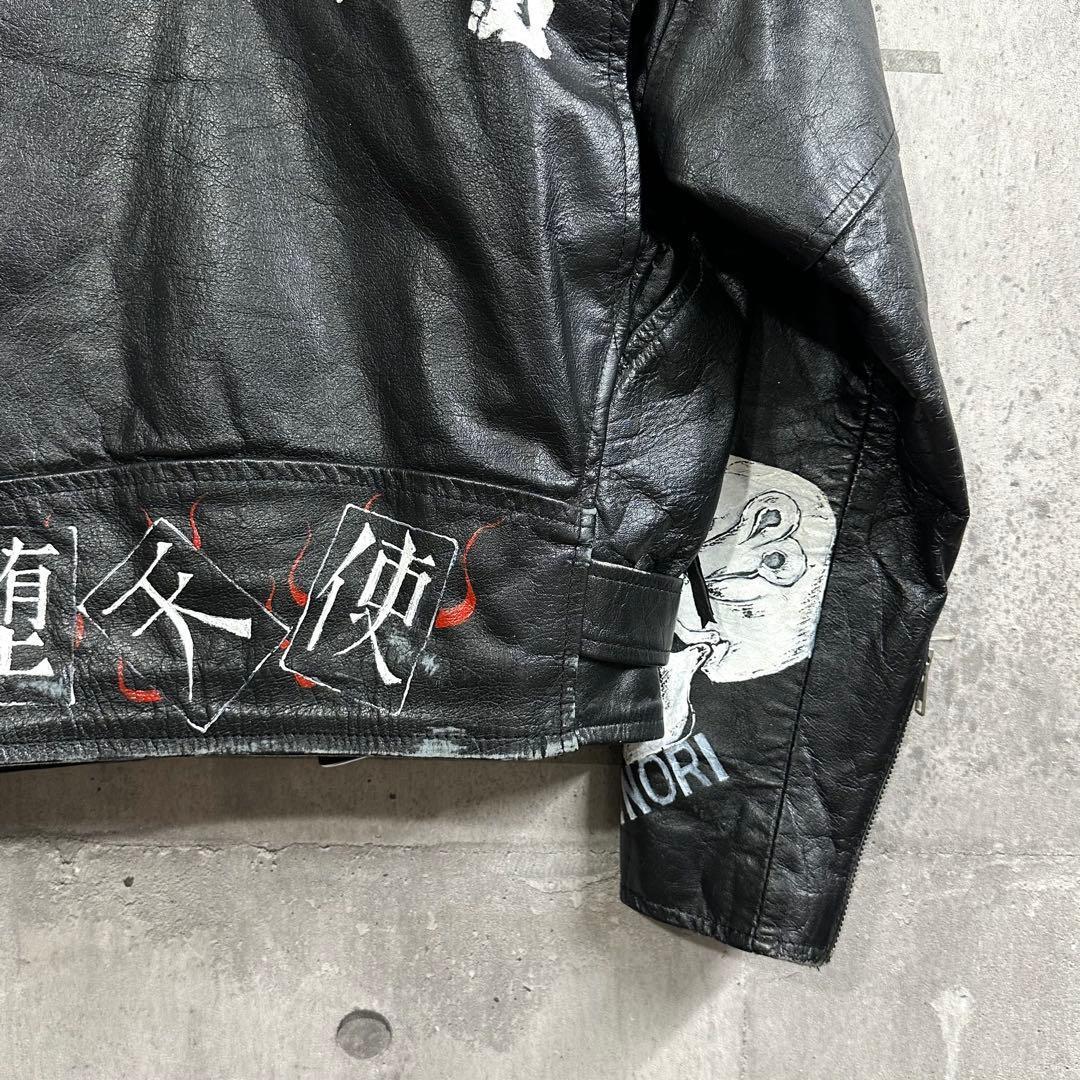 O*v様 ✦一点物カスタム✦ EEZAN 本革ライダースジャケット スカル ペイ