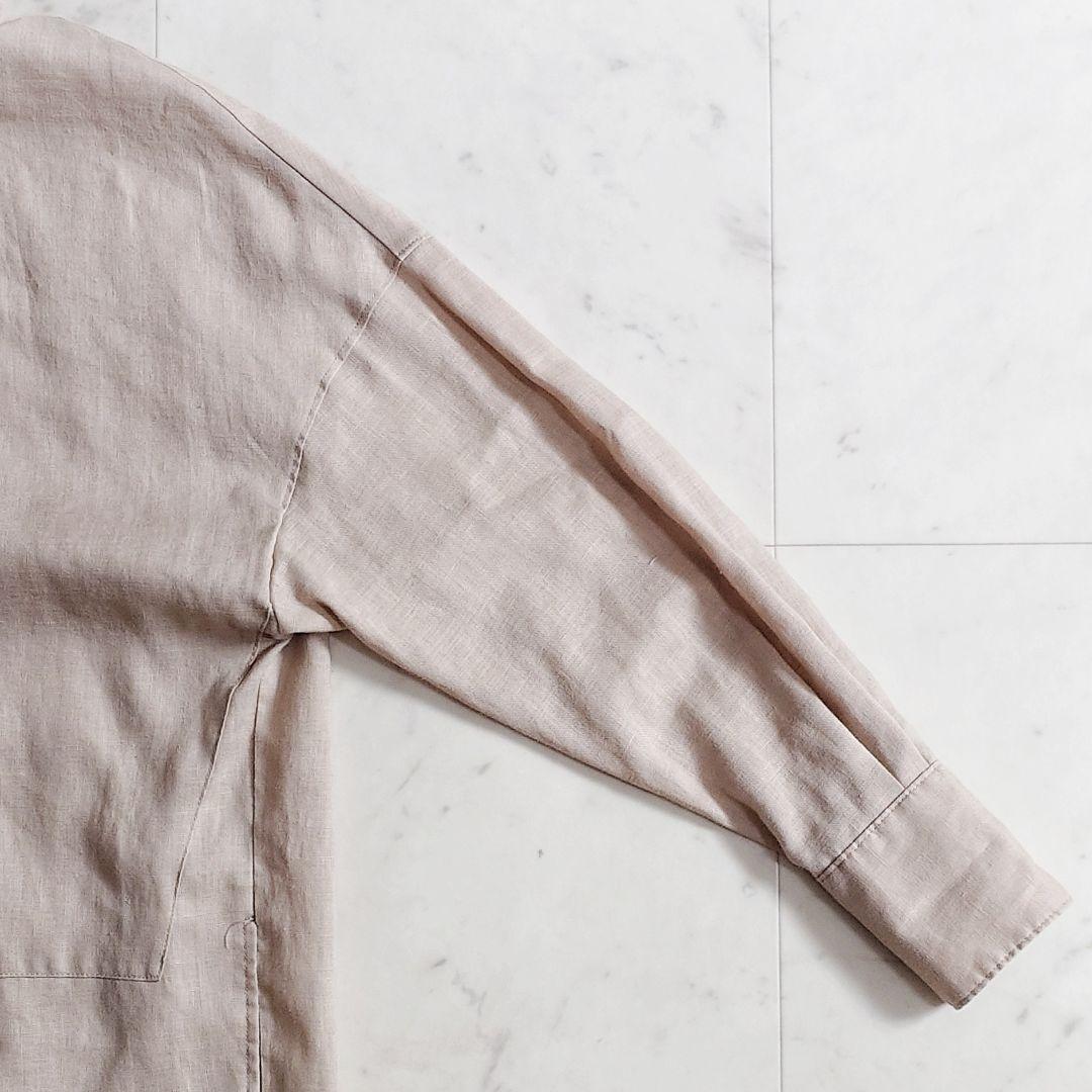 美品✨バンヤードストーム リネンシャツワンピース ベージュ 麻100% 羽織