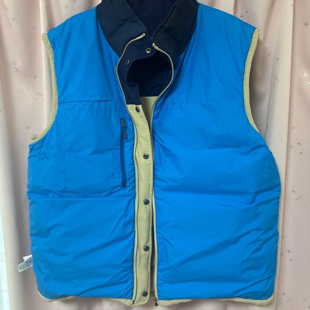 patagonia ダウンベスト Lサイズ ネイビー/ベージュ
