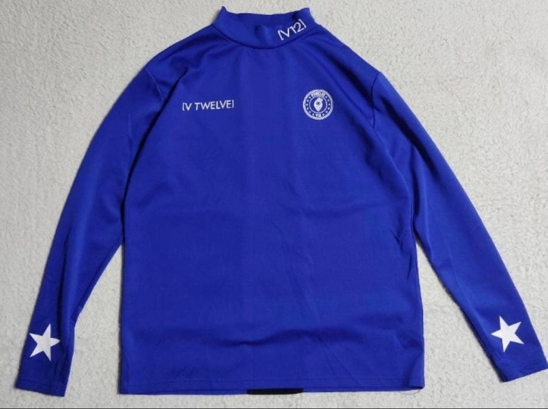 T*E様 【美品】V12 V TWELVE　青　モックネックシャツ 長袖　XLサ
