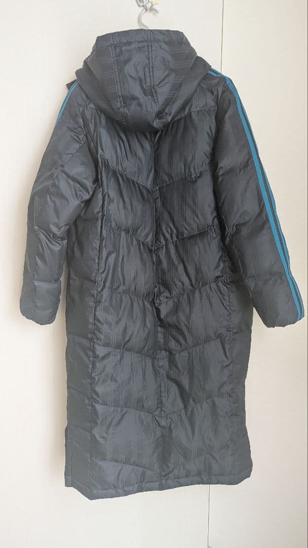 【美品】adidas ブラック ベンチコート フード付き　Lサイズ