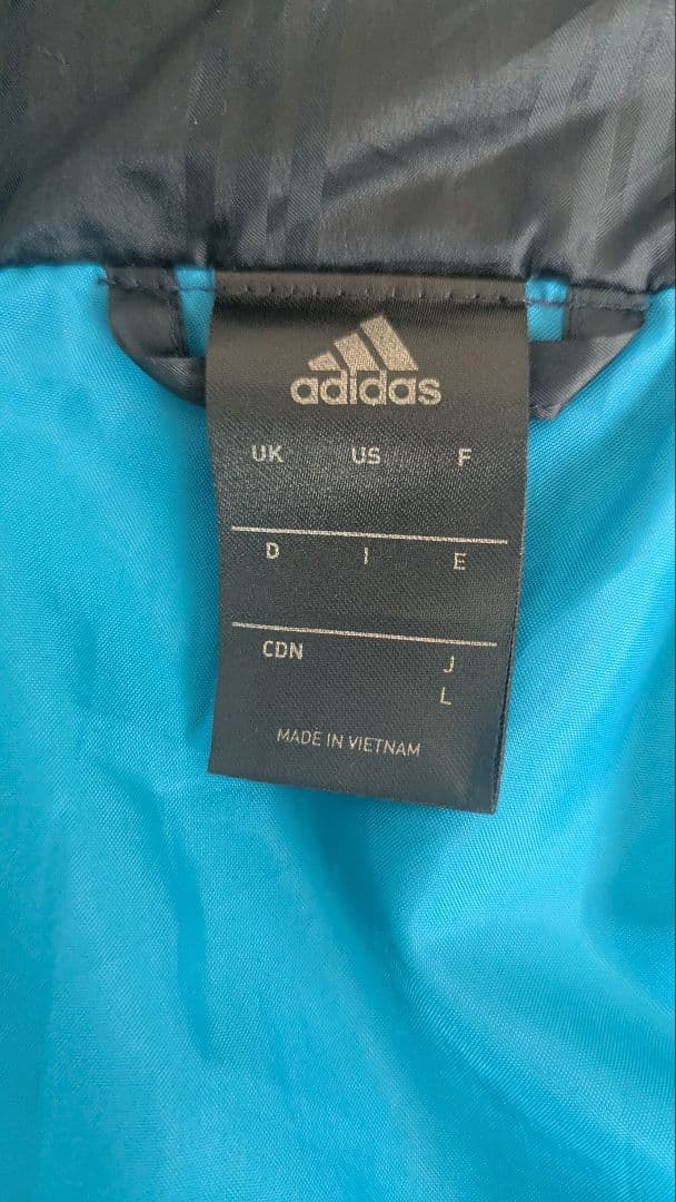 【美品】adidas ブラック ベンチコート フード付き　Lサイズ