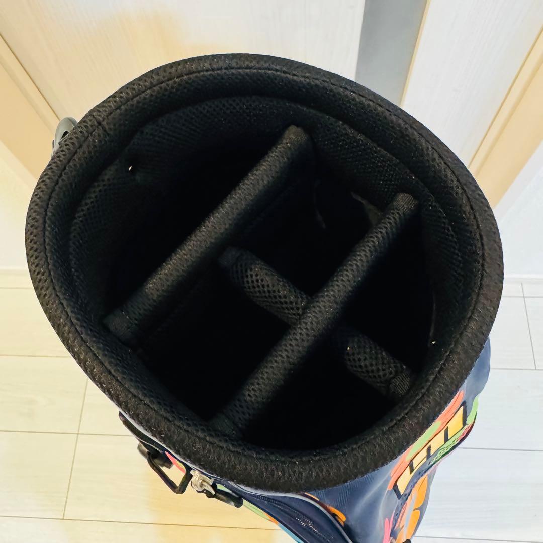 美品 ラウドマウス キャディバッグ 花柄 ゴルフバッグ ネイビー