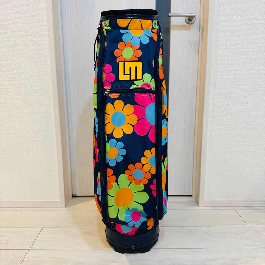 美品 ラウドマウス キャディバッグ 花柄 ゴルフバッグ ネイビー